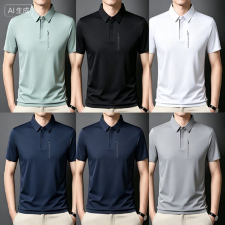 Men's Business Polos Men's Seamless Ice-Silk Short-Sleeve Business Polo Shirt