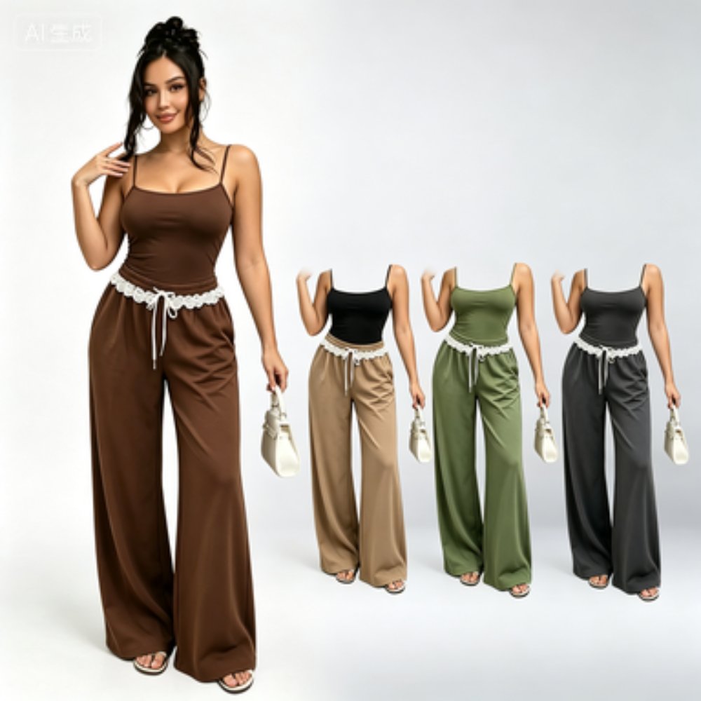 Outdoor Casual Women's Camisole and Wide-Leg Pants Set