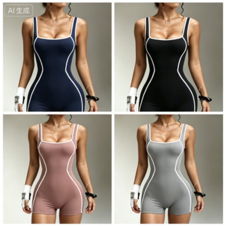 Yoga & Activewear Women's Contrast-Trim Square-Neck Workout Romper