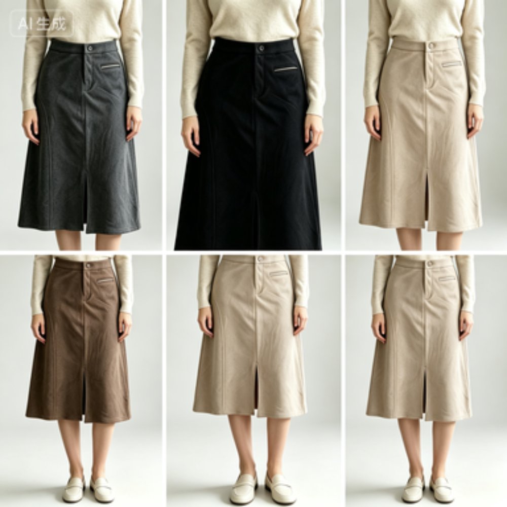 Everyday & Commuter Women's High-Waist Front-Slit Wool-Blend A-Line Midi Skirt