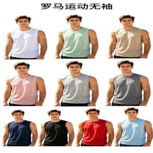Short-Sleeve T-Shirts Men's Solid Roma-Knit Sleeveless Sports Tank Top